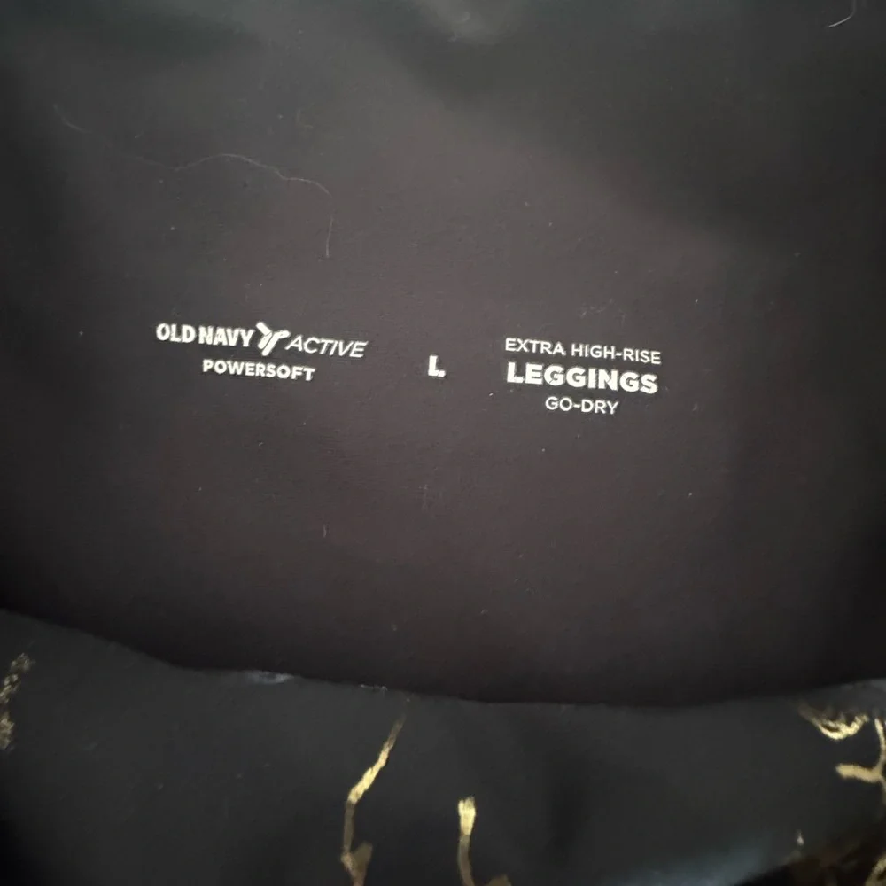 Lot of 2 Old Navy Active Gold Marble Extra High Rise Powersoft Go Dry Leggings M - Picture 6 of 8